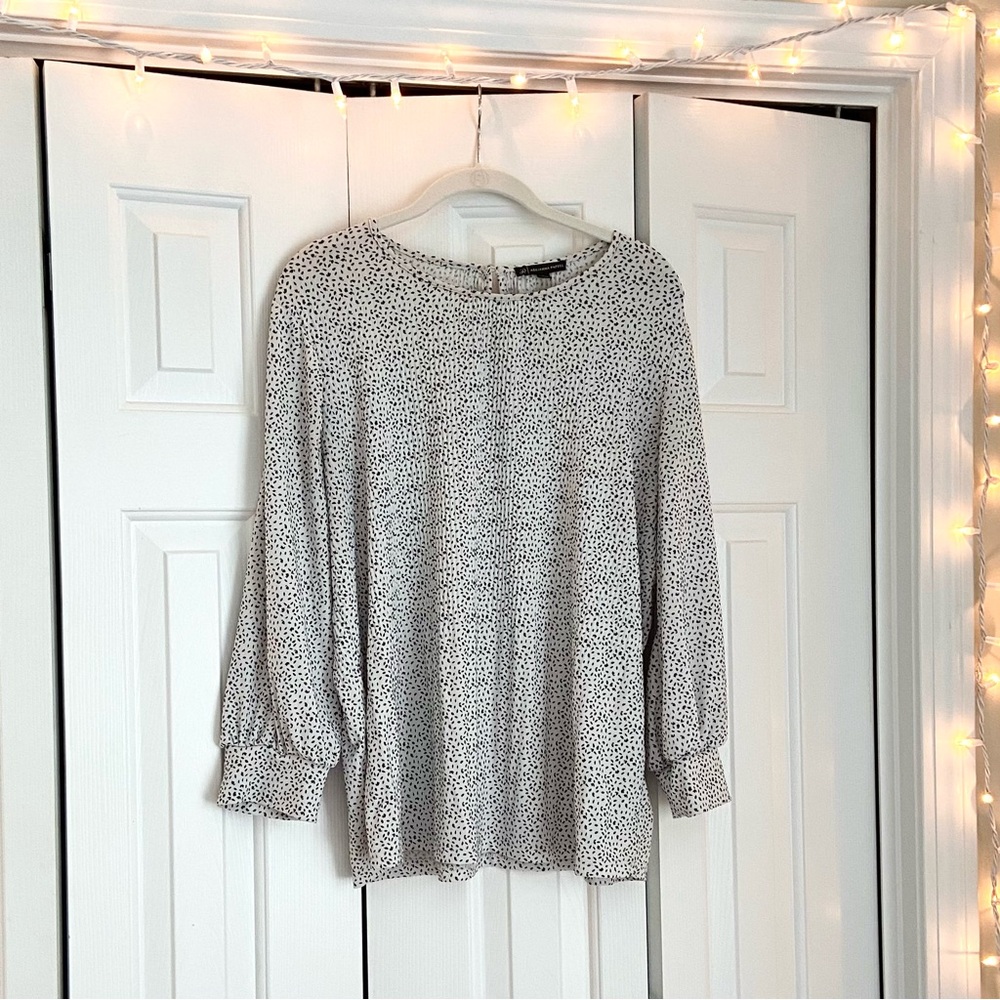 Adrianna Papell Long Sleeve Dot Top